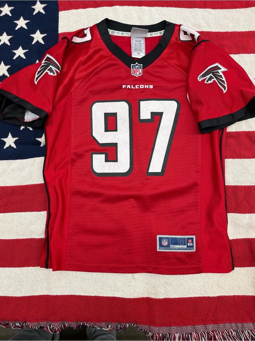 NFL Atlanta Falcons Kids' Red #97 Jarrett Football Jersey Boys Size Medium